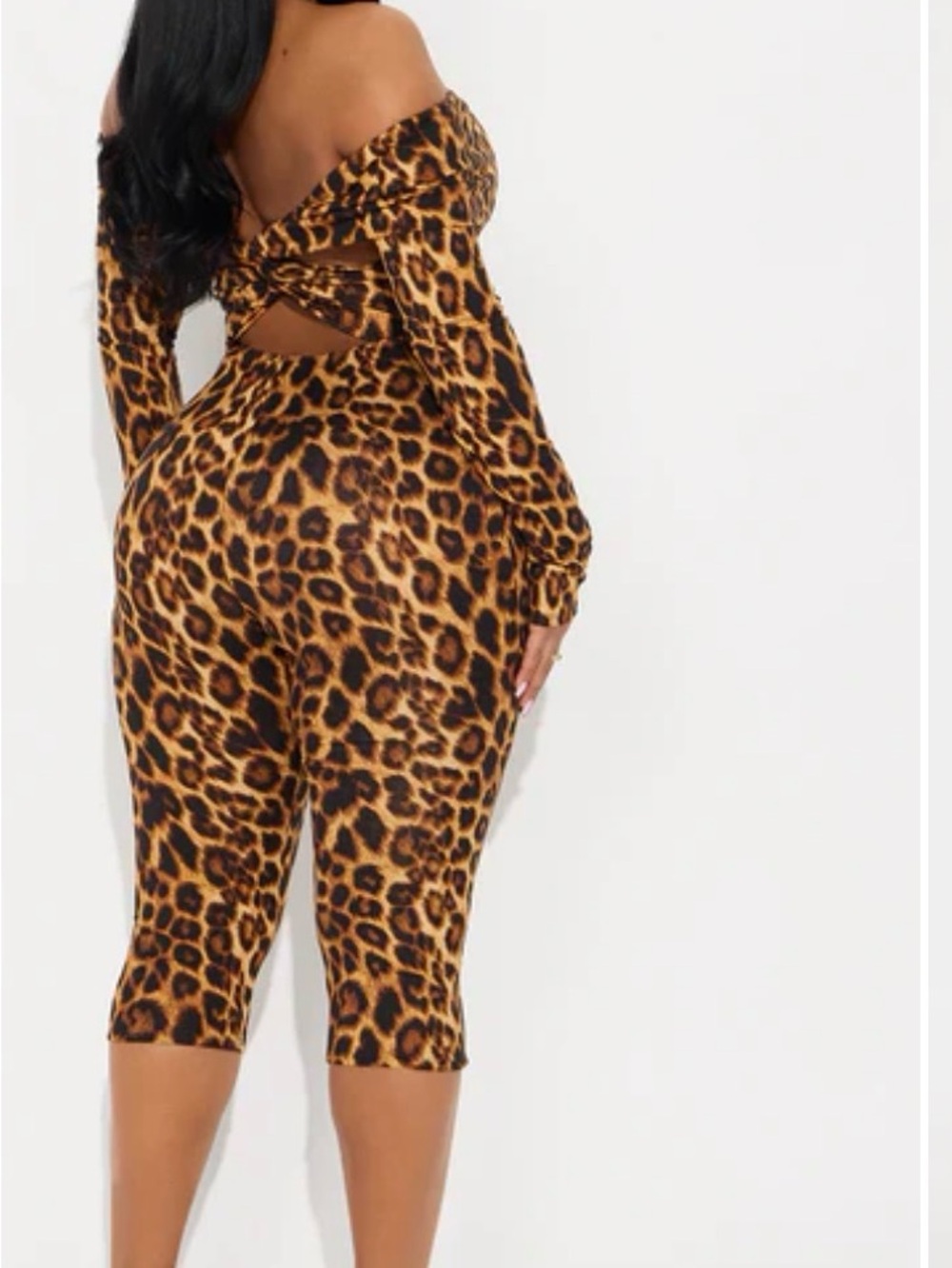 Fashion Nova Leopard Print Capri Jumpsuit - Brown Black